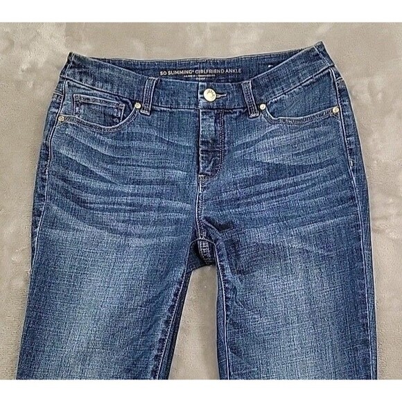 Chicos Jeans Size 2R Chicos 00R Pearls So Slimming Girlfriend Ankle Beads 28x26 - Picture 2 of 13